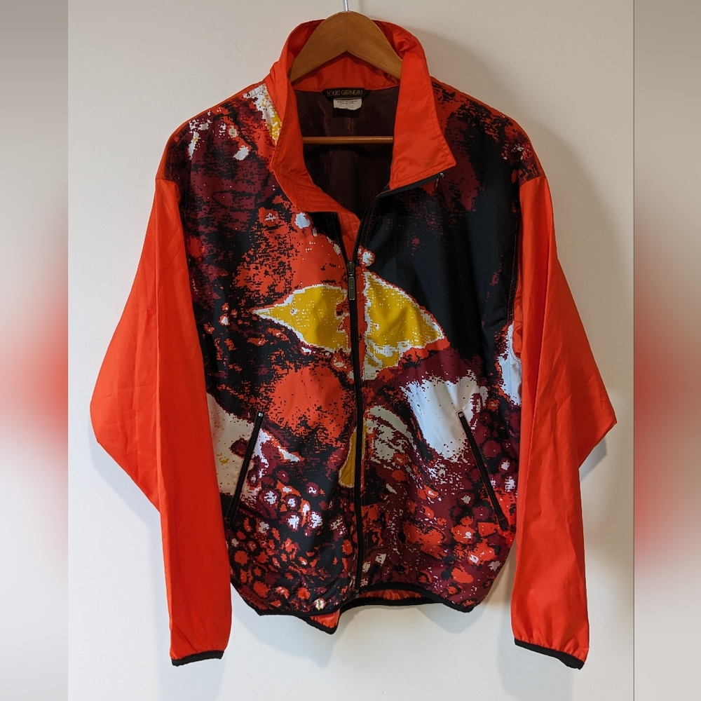Louis Garneau Orange Abstract Windbreaker Cycling Jacket